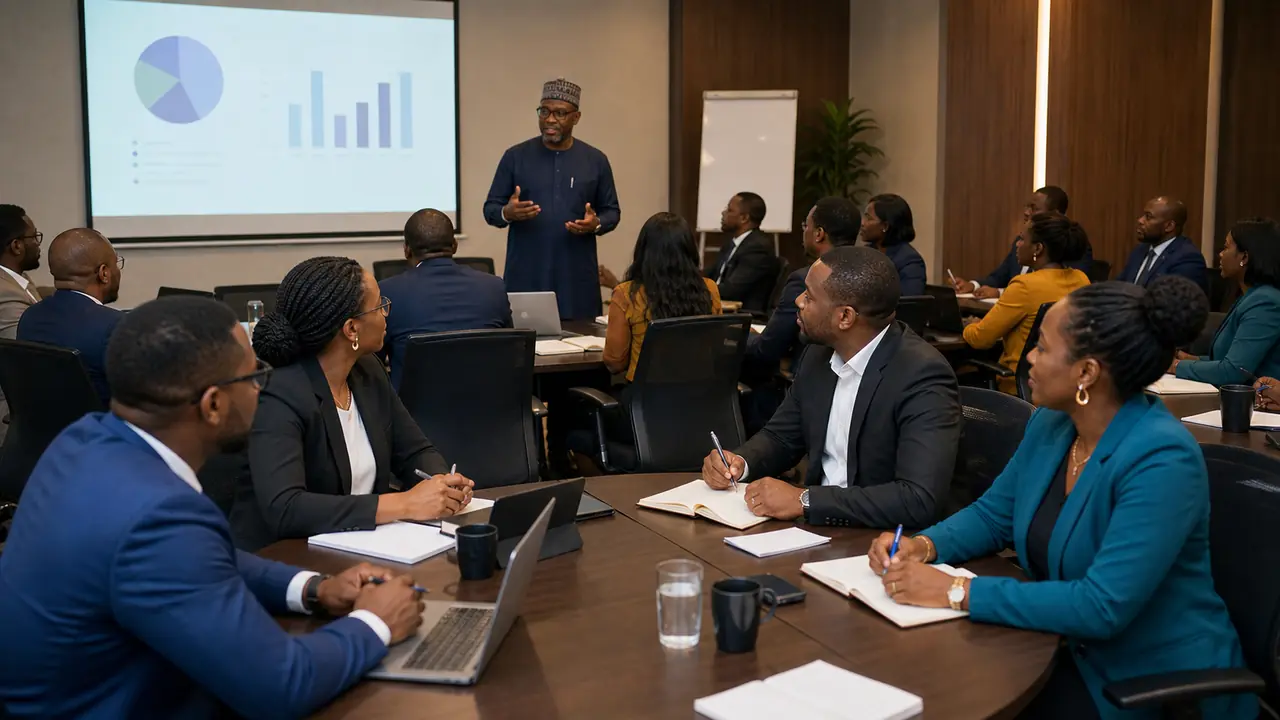 African professionals learning workplace technology and artificial intelligence
