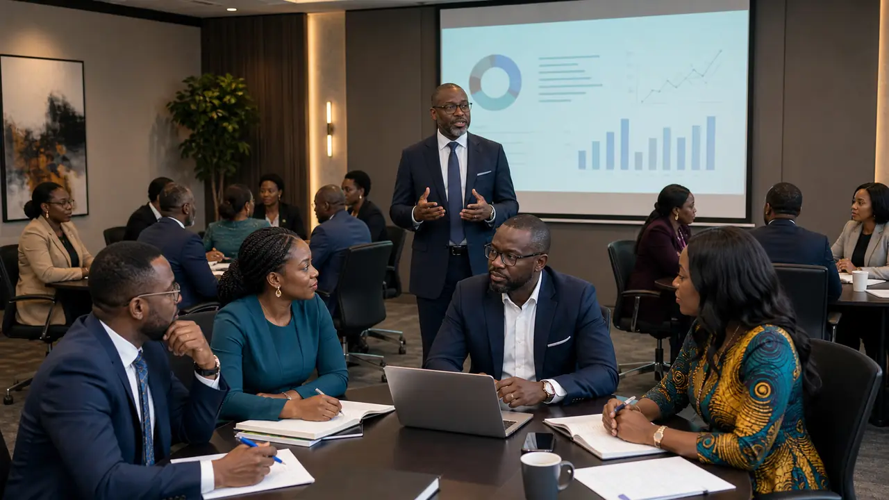 African and international corporate professionals in a training workshop